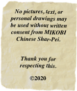 No pictures, text, or personal drawings may be used without written consent from MIKOBI Chinese Shar-Pei.
 Thank you for respecting this.
©2020
